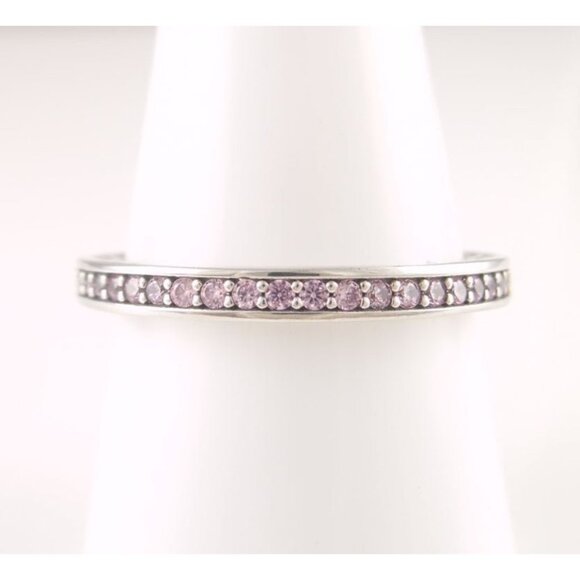 RADIANT HEARTS of PANDORA Light PINK Enamel STACKABLE Ring 191011PCZ NEW! - Picture 3 of 4